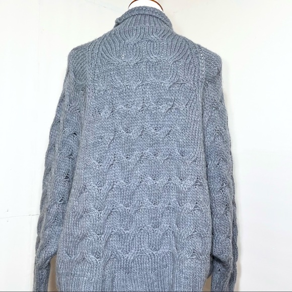 SOLD-Free People Zippered Chunky Slouchy Dolman Sleeve Cable Knit Sweater - Picture 5 of 10